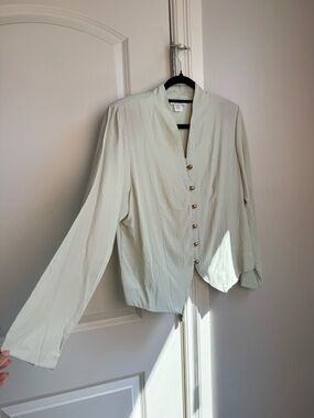 Willow Ridge Vintage Light Sage Green Button Front Blazer